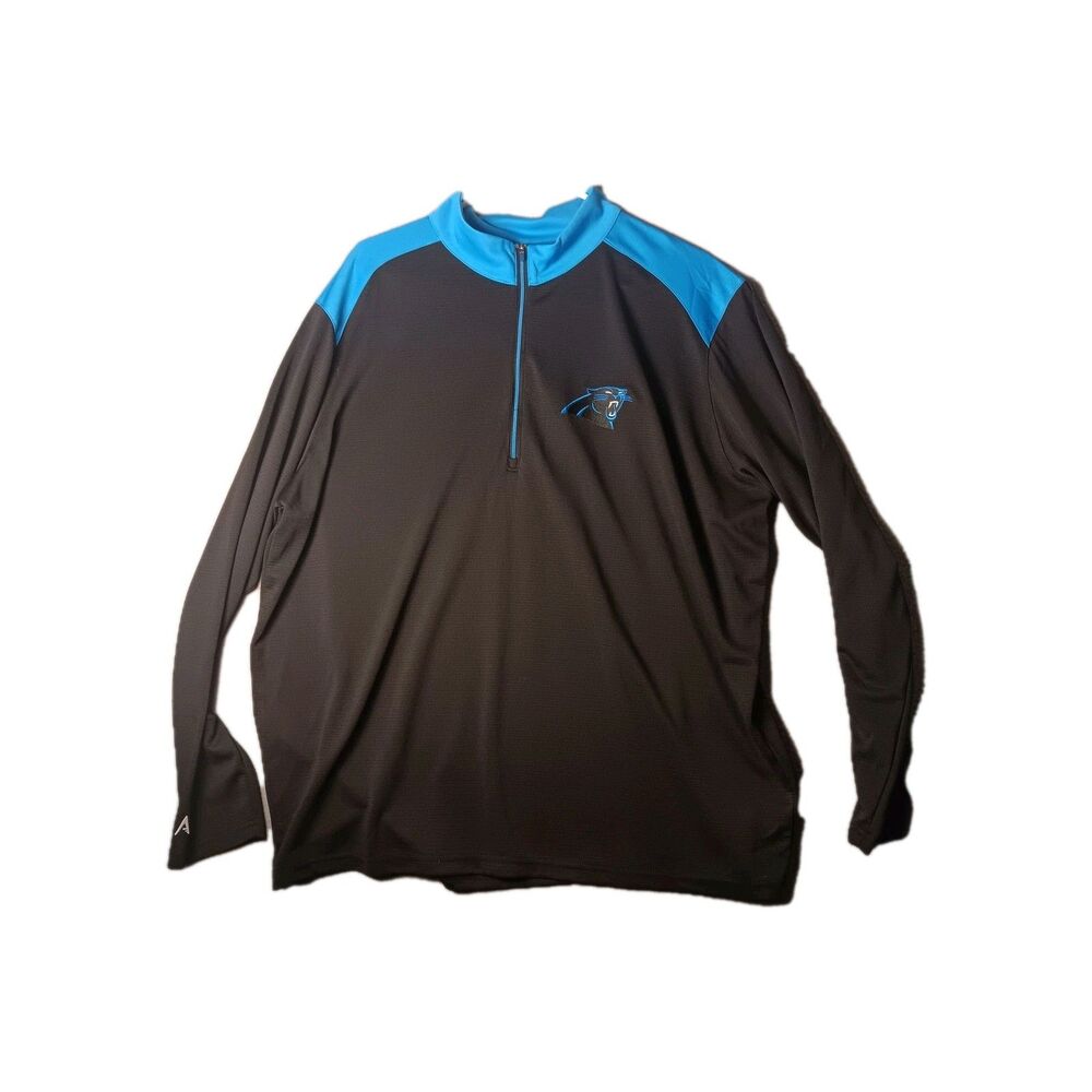 Antigua NFL Carolina Panthers Velocity 1/4 Zip Pullover Mens XXL Black-EUC